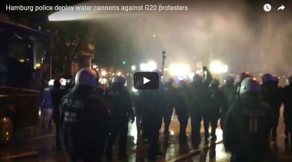 HamburgPoliceDeploysWaterCannonsAgainstG20Protesters_video