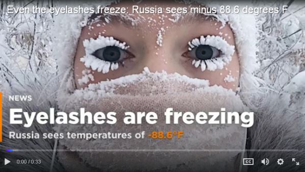Even eyelashes are freezing in Russia_video