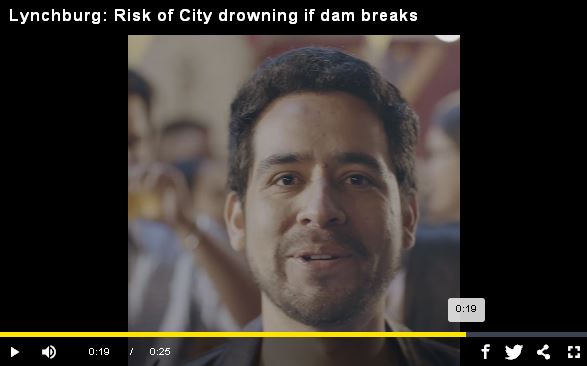Lynchburg--Risk of City drowning if dam breaks_video