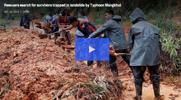 Rescuers search for survivors in landslide after typhoon_video