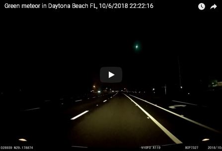 Green meteor in Daytona Beach_video 1