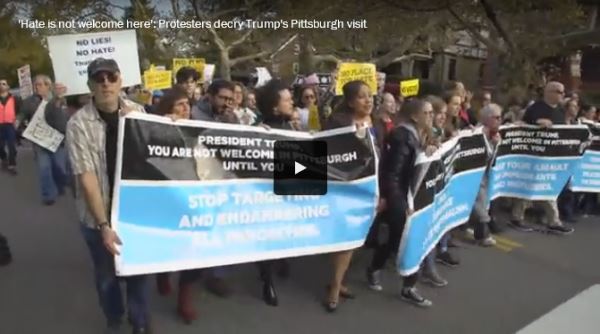 Protesters decry Trump's Pittsburgh visit_video