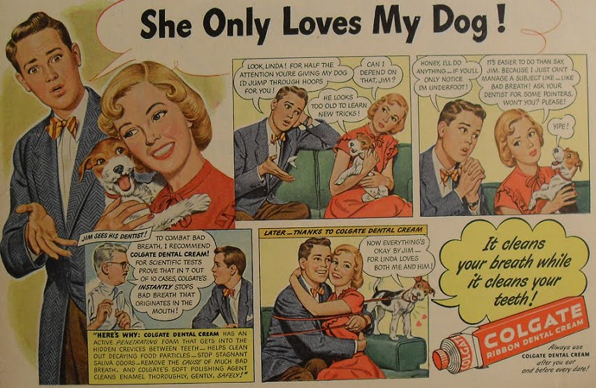 1940s COLGATE TOOTHPASTE comic illustration advertisement vintage teenagers 2.jpg
