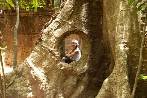 Niece framed by giant tree. Karen Gigikos