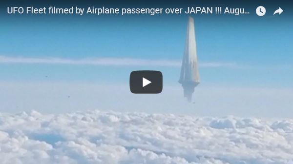 UFO Fleet filmed by Airplane passenger over JAPAN_video