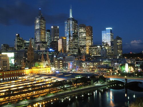 Looking across the Yarra to Flinders Street Station and St Paul's